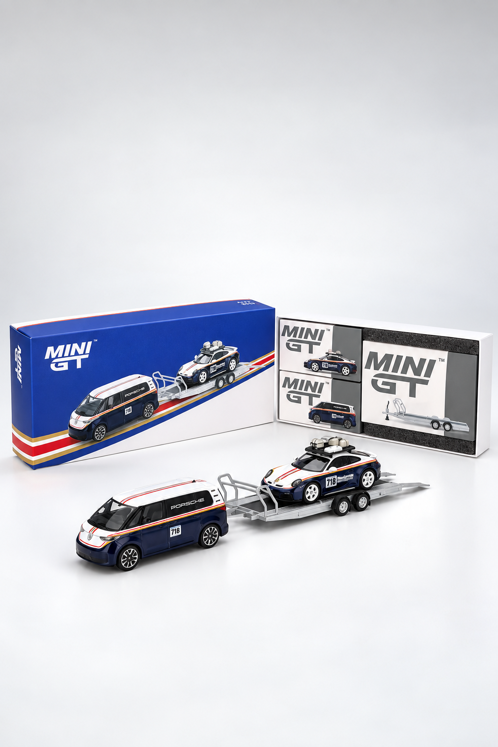 Mini GT 1:64 Porsche 911 Dakar #718 / Volkswagen ID. Buzz Porsche Centrum Gelderland Roughroads Set