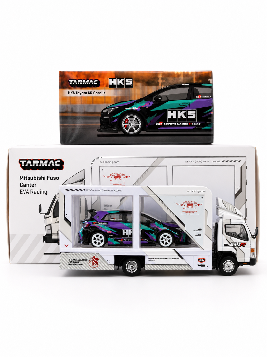 Tarmac Works 1:64 Mitsubishi Fuso Display Truck + Toyota GR Corolla HKS - Truck64