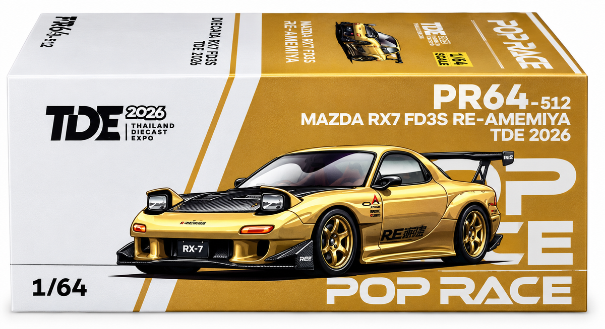 POP RACE Mazda RX7 RE Amemiya Gold Metallic "Thailand Diecast Expo 2026"