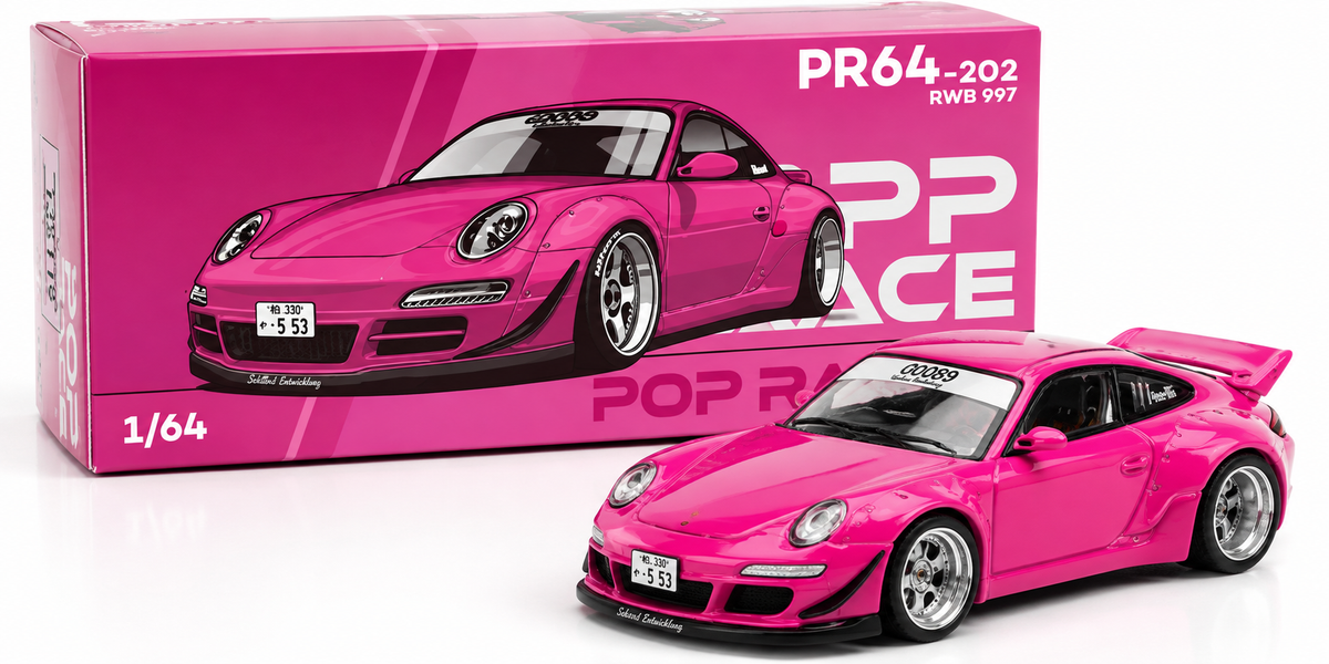 POP RACE RWB 997 Pink 1/64 Diecast Model Car