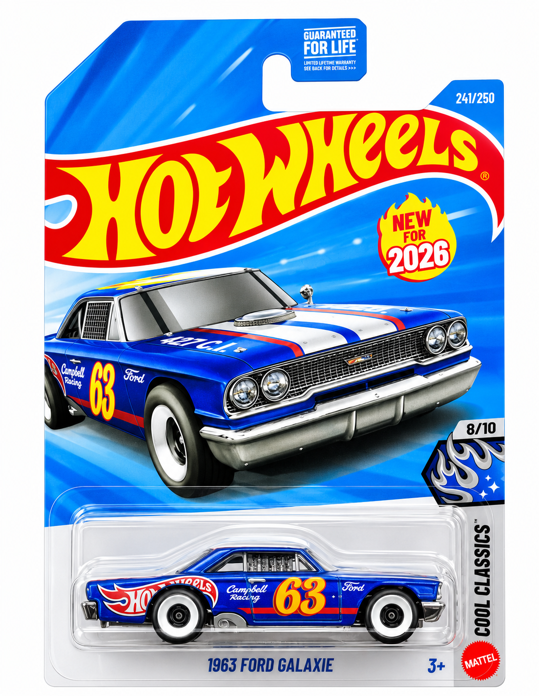 Hot Wheels 2026 Mainline Cool Classics 1963 Ford Galaxie Blue #241