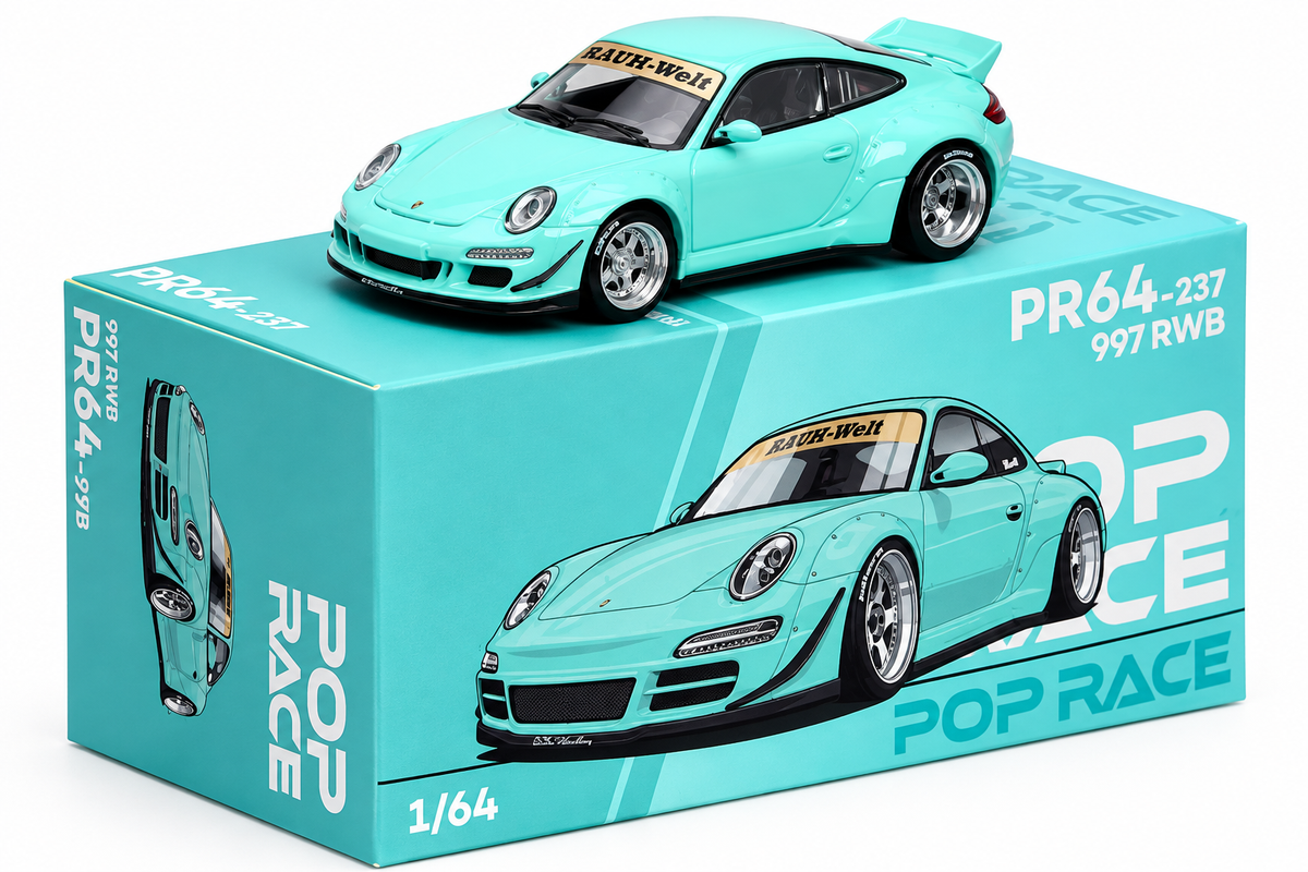 POP RACE 997 RWB Light Blue 1/64 Diecast Model