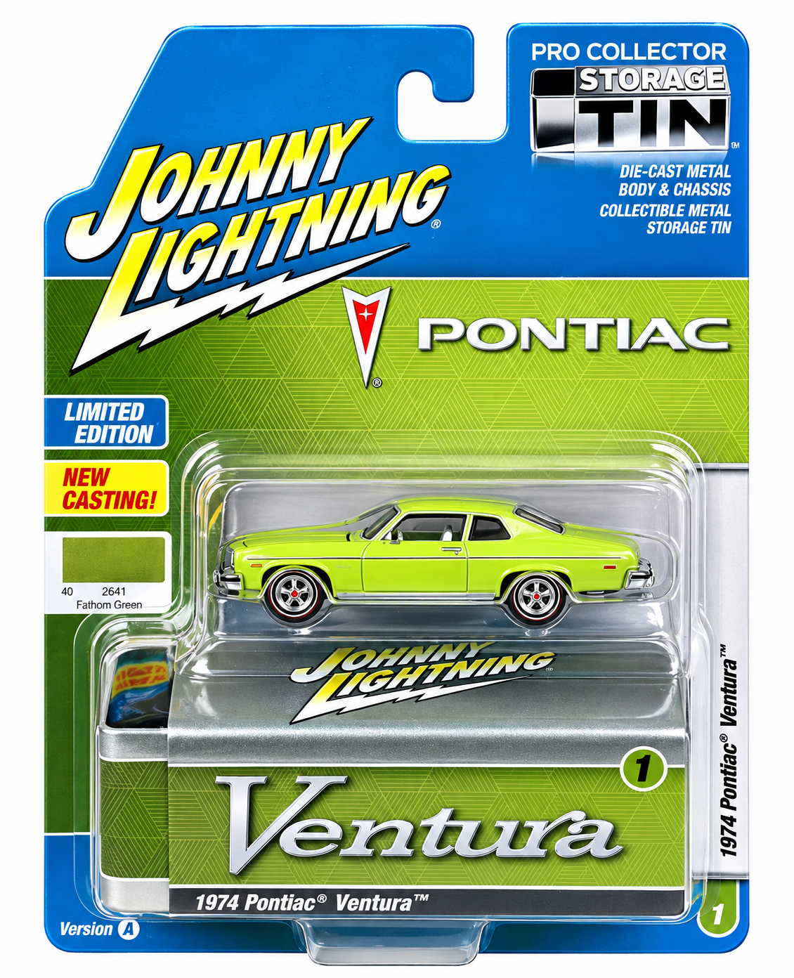 Johnny Lightning Collector Tin Series, 1/64 1974 Pontiac Ventura, JLCT020-A1-WHT