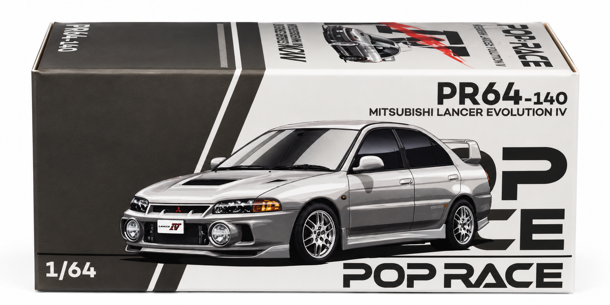 POP RACE Mitsubishi Lancer Evolution IV RHD (Right Hand Drive) Steel Silver