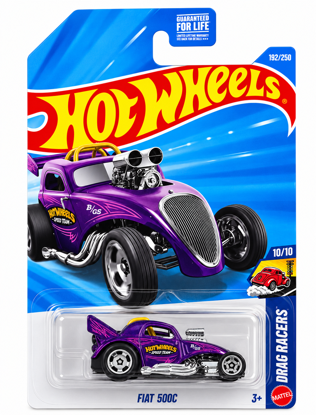 Fiat 500C 192/250 JJK29 Hot Wheels 2026 Drag Racers 10/10 purple HW DRAG TEAM