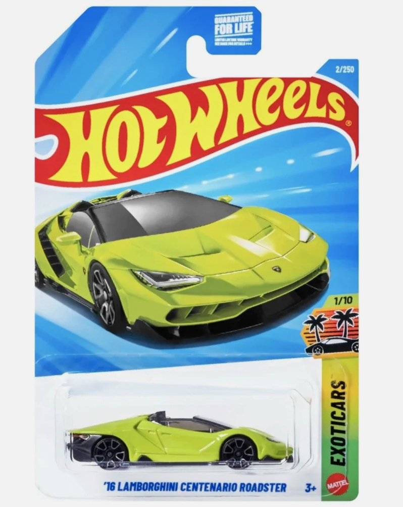 Hot Wheels Exotics Lamborghini Centenario Roadster 2016 Green Black Diecast 1:64