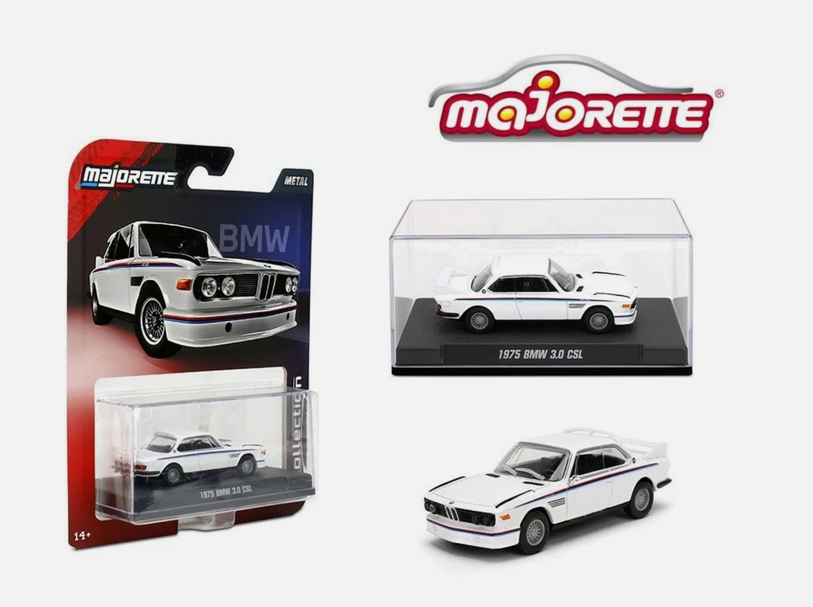 Majorette 1:64 Collector Series Wave 2 – 1975 BMW 3.0 CSL – White Model 1009-3I