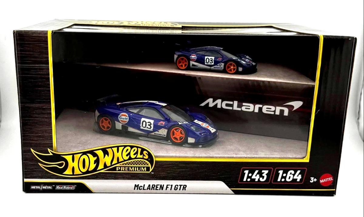 Hot Wheels Premium 1:43 & 1:64 McLaren F1 GTR Gulf Livery
