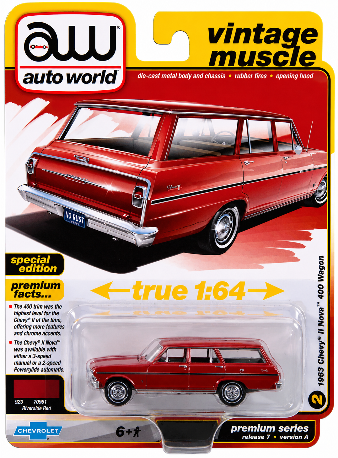 Auto World 1963 Chevrolet Nova II Wagon (Rally Red) 1:64 Diecast