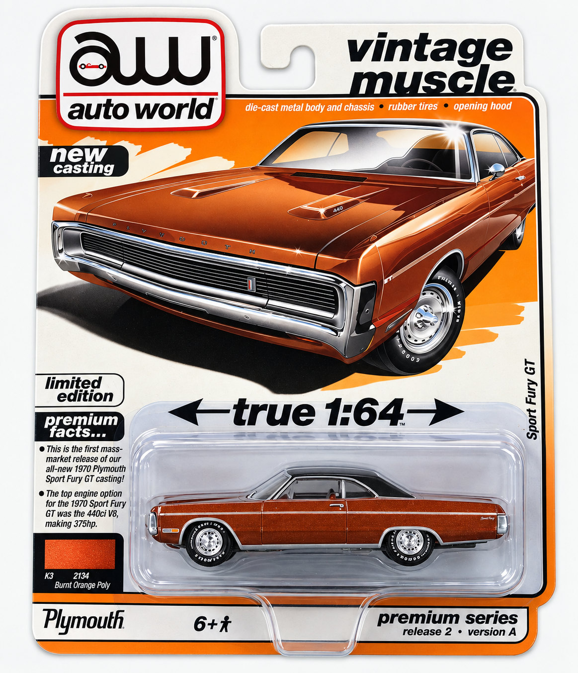 Auto World Premium 1970 Plymouth Sport Fury GT Vintage 1/64