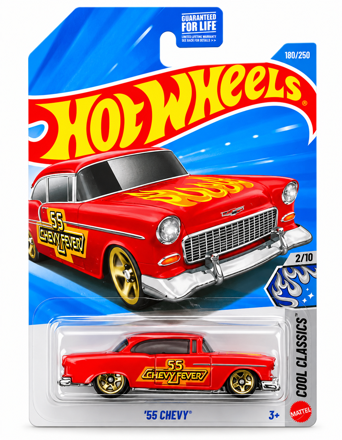 2026 K Case Hot Wheels Classics 1955 '55 Chevy Red Flames 1:64 "Chevy Fever"
