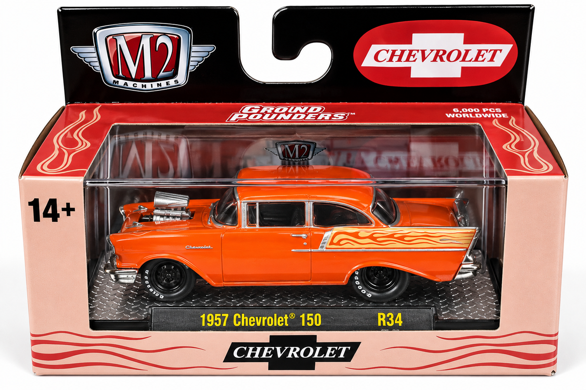 2026 M2 Machines Ground Pounders R34 1957 Chevrolet 150 Hot Rod 1:64