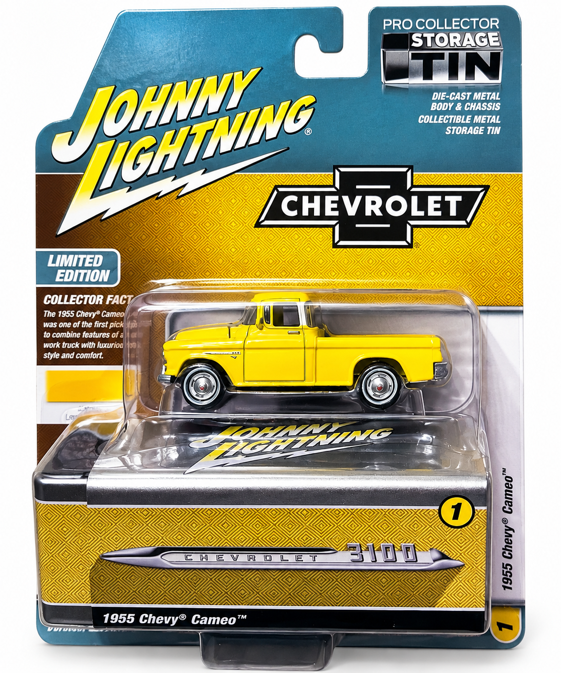 2026 Johnny Lightning - Storage Tin *1955 CHEVY CAMEO* Yellow