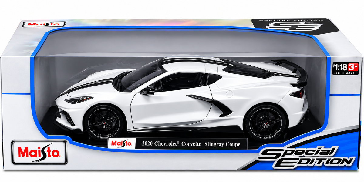 Maisto 1:18 Diecast Cars 2020 Chevrolet Corvette Stingray Coupe - White