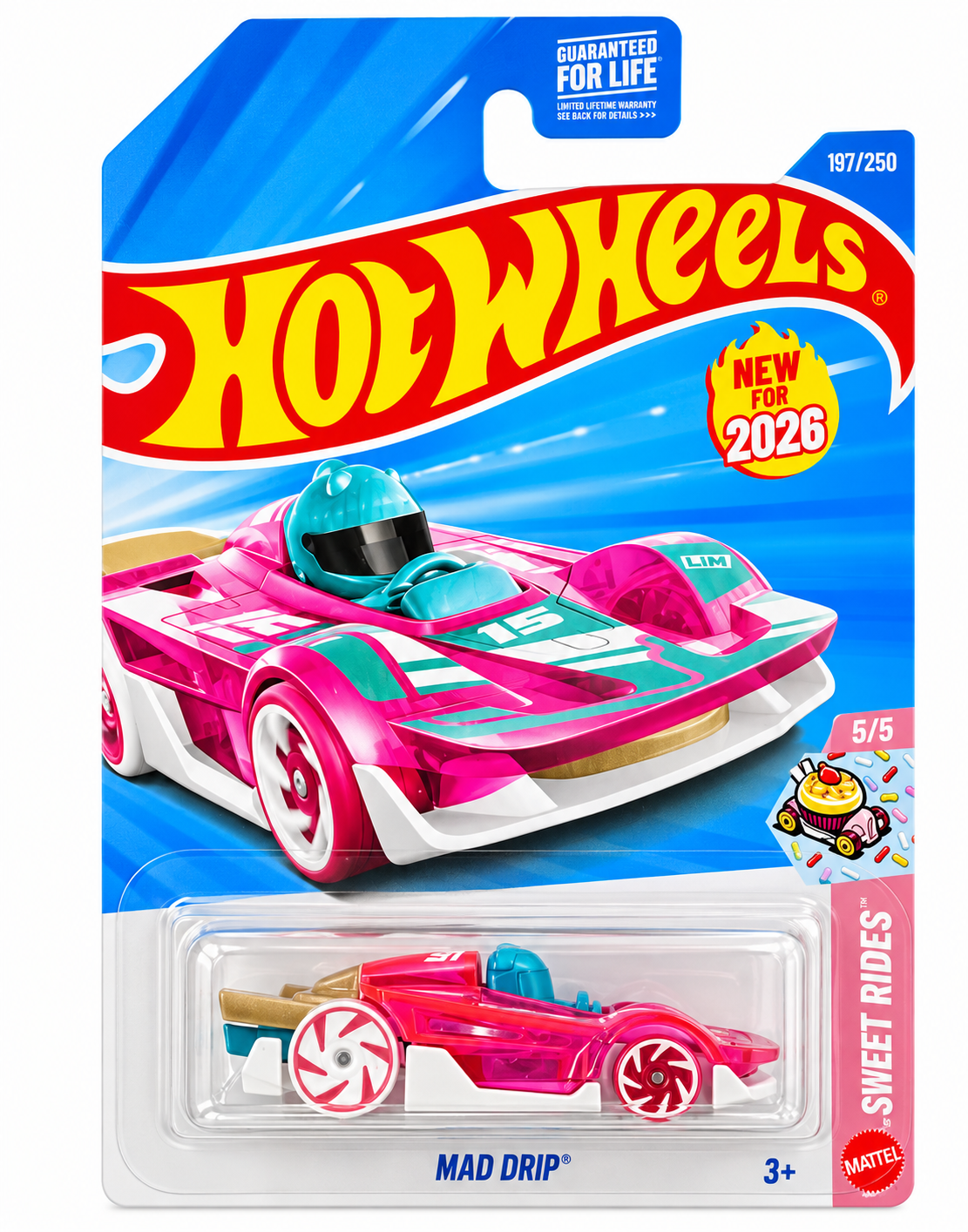Hot Wheels Mad Drip Transparent Pink 1:64 Die-Cast – Sweet Rides JJH57 #197/250