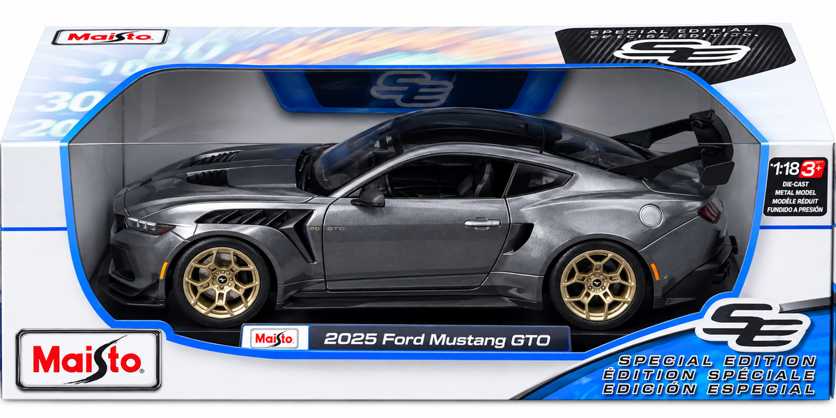 Maisto Special Edition 2025 Ford Mustang GTO 1:18 Diecast Car Gray