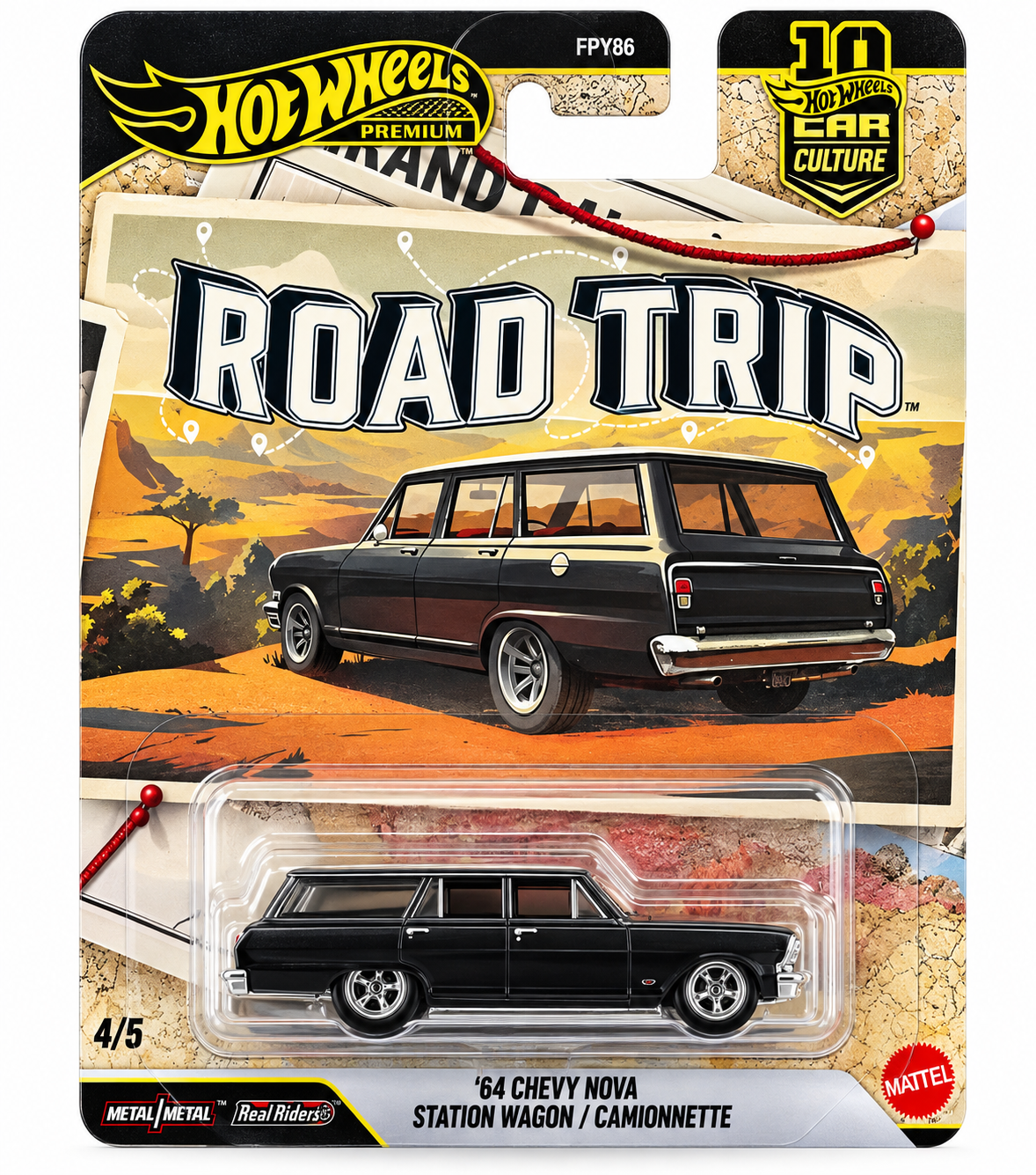 Hot Wheels Premium Car Culture Road Trip '64 Chevy Nova Station Wagon