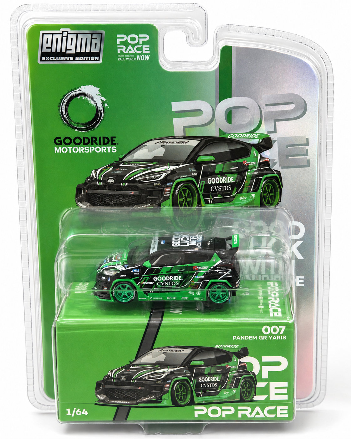 Pop Race 1:64 Toyota Pandem GR Yaris Green #007 - Enigma Exclusive Edition - CHASE