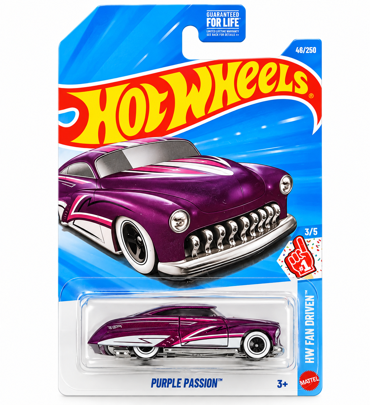 Hot Wheels Purple Passion HW Fan Driven 3/5 1:64 Diecast Purple/White/Pink