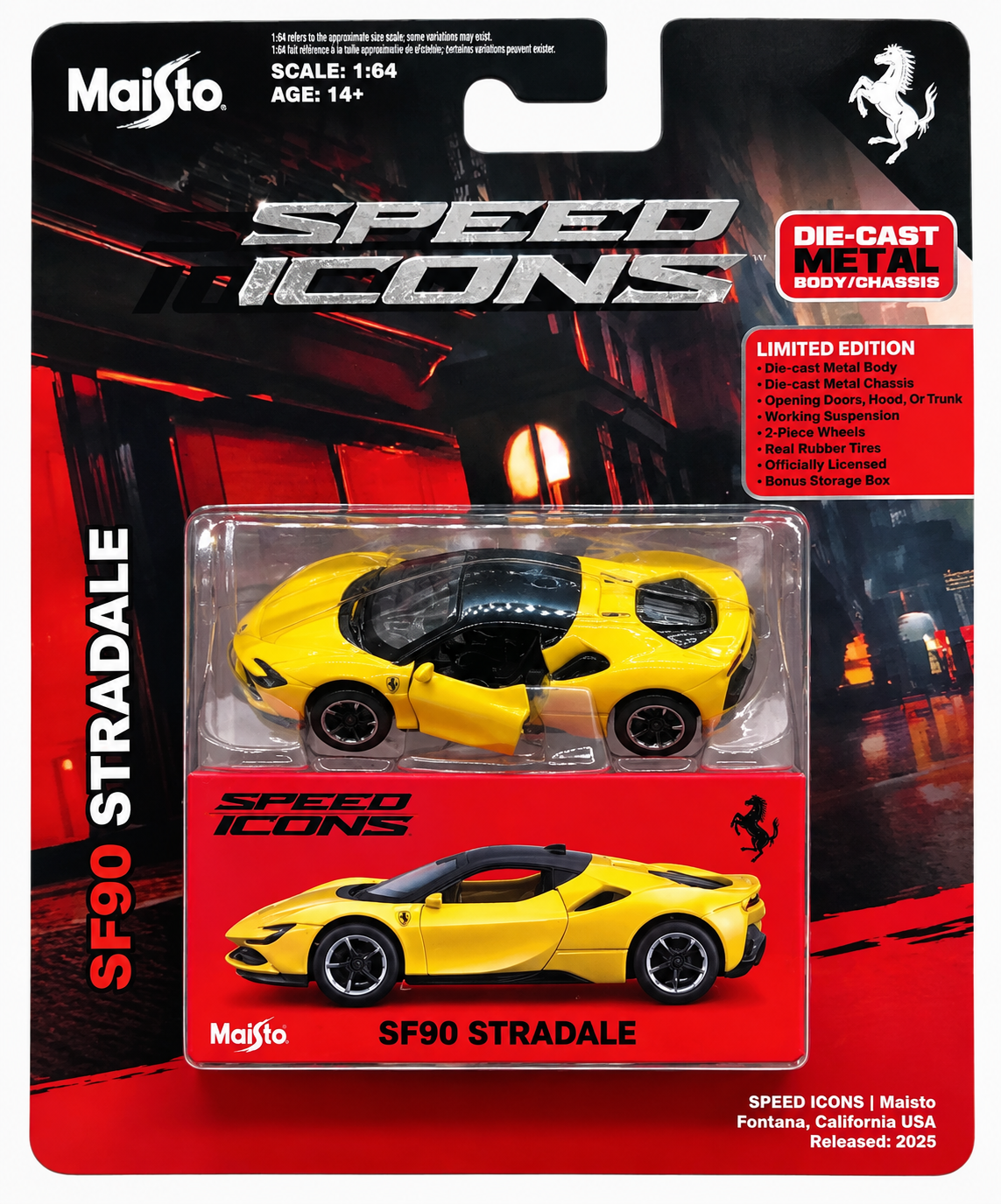 2025 Maisto Ferrari SF90 Stradale Yellow Speed Icons Limited Edition