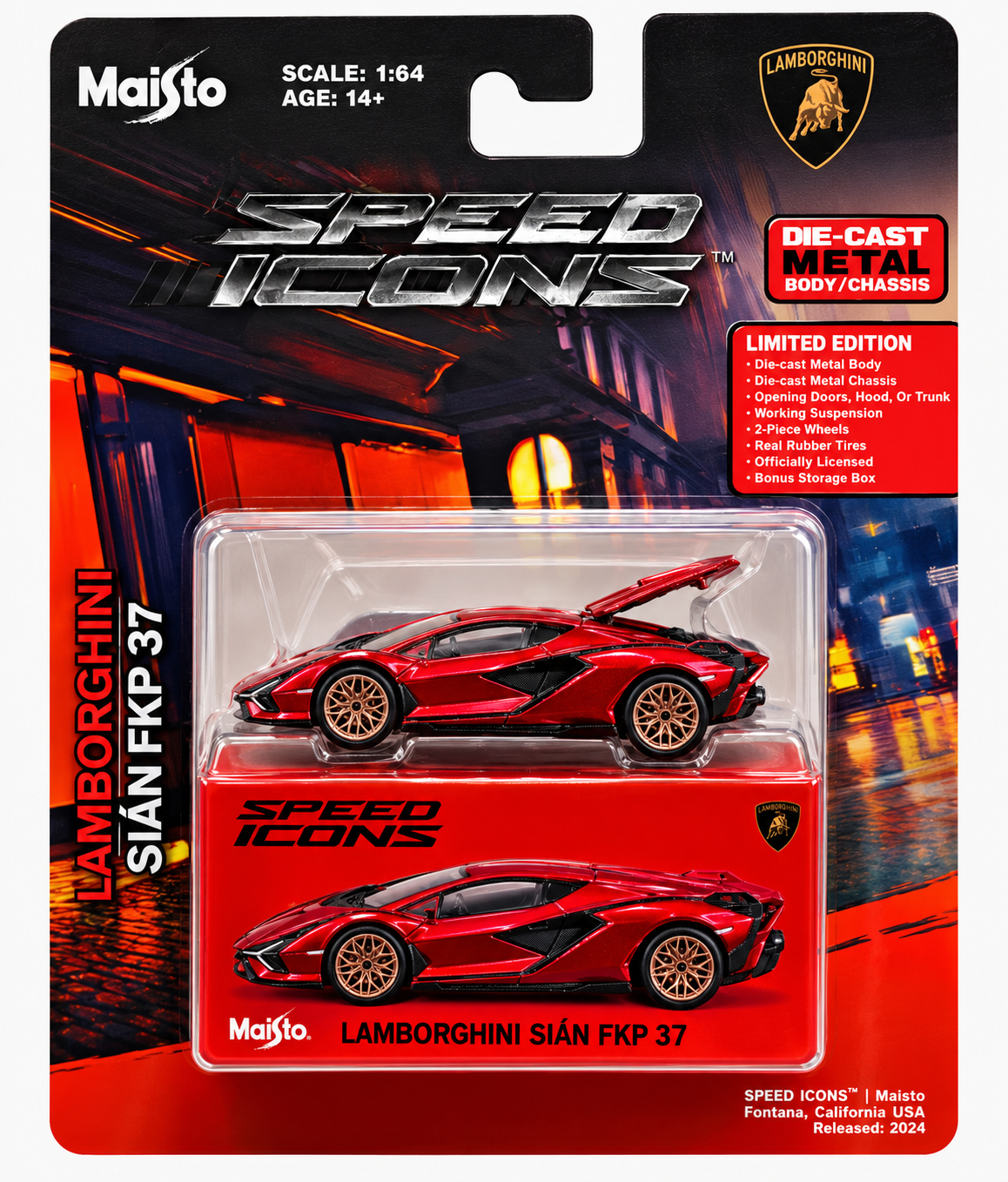 Maisto Speed Icons Lamborghini Sian FKP 37 Red 1:64 Scale Limited Edition